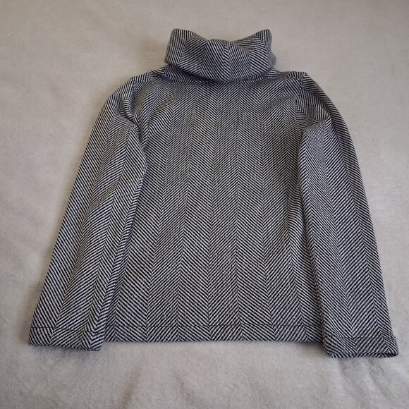 J. Crew Factory Women's M Black White Herringbone Funnelneck Pullover Sweater - Picture 7 of 11